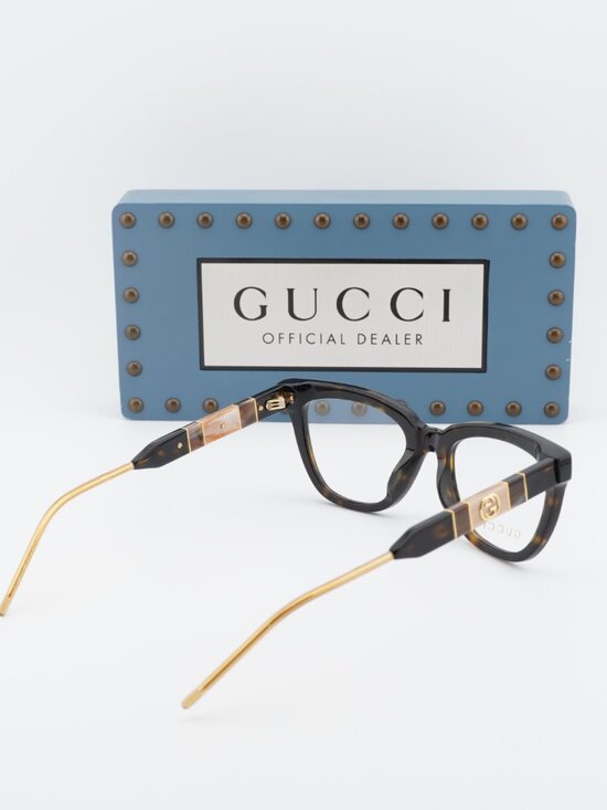 Gucci GG0601O 005 Cat Eye Eyeglasses 50mm - Havana / Gold